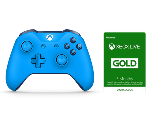 בקר אלחוטי לקונסולת PC / XBOX ONE בצבע כחול + קוד ל Xbox Live Gold ל-3