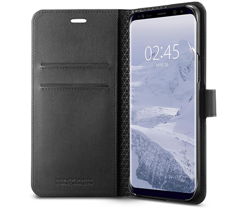 כיסוי ארנק לטלפון Spigen Wallet S Galaxy S9 בצבע שחור