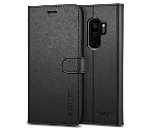 כיסוי ארנק לטלפון Spigen Wallet S Samsung Galaxy S9 Plus בצבע שחור