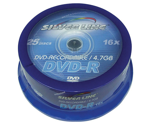 דיסקים לצריבה 25 Silver Line DVD-R 4.7GB X16 Cake