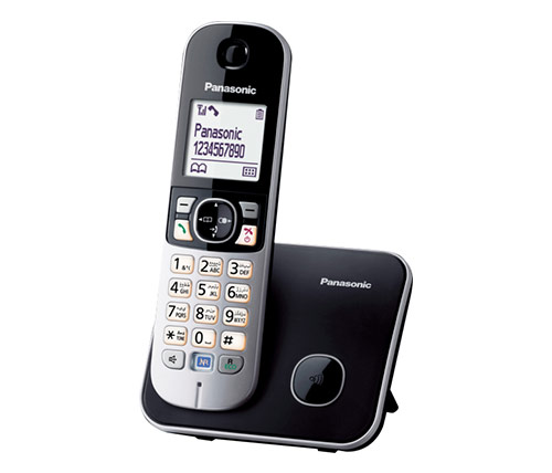 טלפון אלחוטי Panasonic KX-TG6811 בצבע שחור וכסוף הכולל תפריט בעברית