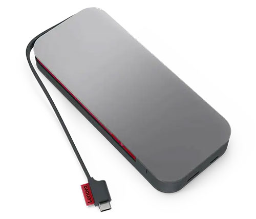 סוללת גיבוי למחשב נייד Lenovo Go USB-C Power Bank 20000 mAh בצבע אפור