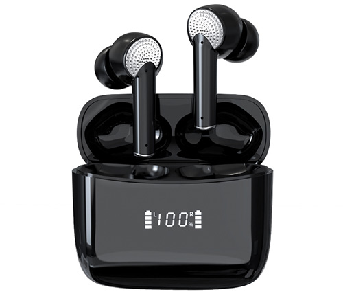 אוזניות אלחוטיות  Ivory Buds Pro עם Bluetooth 5.3 הכוללות כיסוי טעינה בצבע שחור
