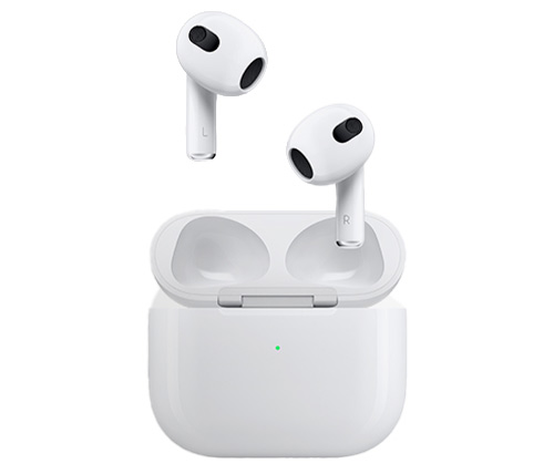 אוזניות אלחוטיות Apple AirPods 3 Bluetooth בצבע לבן עם מיקרופון הכוללו