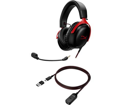 אוזניות גיימינג עם מיקרופון HyperX Cloud III בצבע שחור ואדום