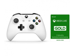 בקר אלחוטי לקונסולת PC / XBOX ONE בצבע לבן + קוד ל Xbox Live Gold ל-3