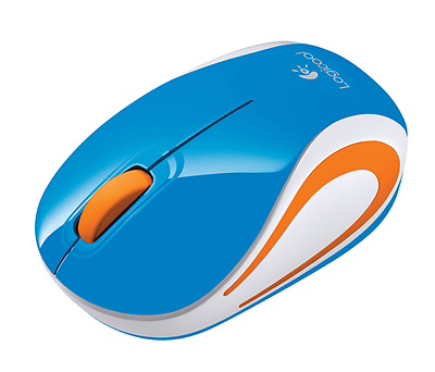 עכבר אלחוטי מיני Logitech Wireless Mini M187 בצבע כחול ולבן