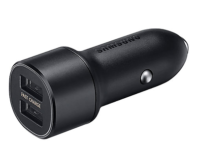 מטען לרכב Samsung הכולל 2 חיבורי USB-A הספק עד כ- 15W כולל כבל USB C /
