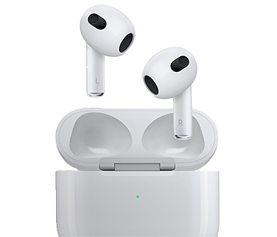 אוזניות אלחוטיות Apple AirPods 3 Bluetooth בצבע לבן עם מיקרופון הכוללו